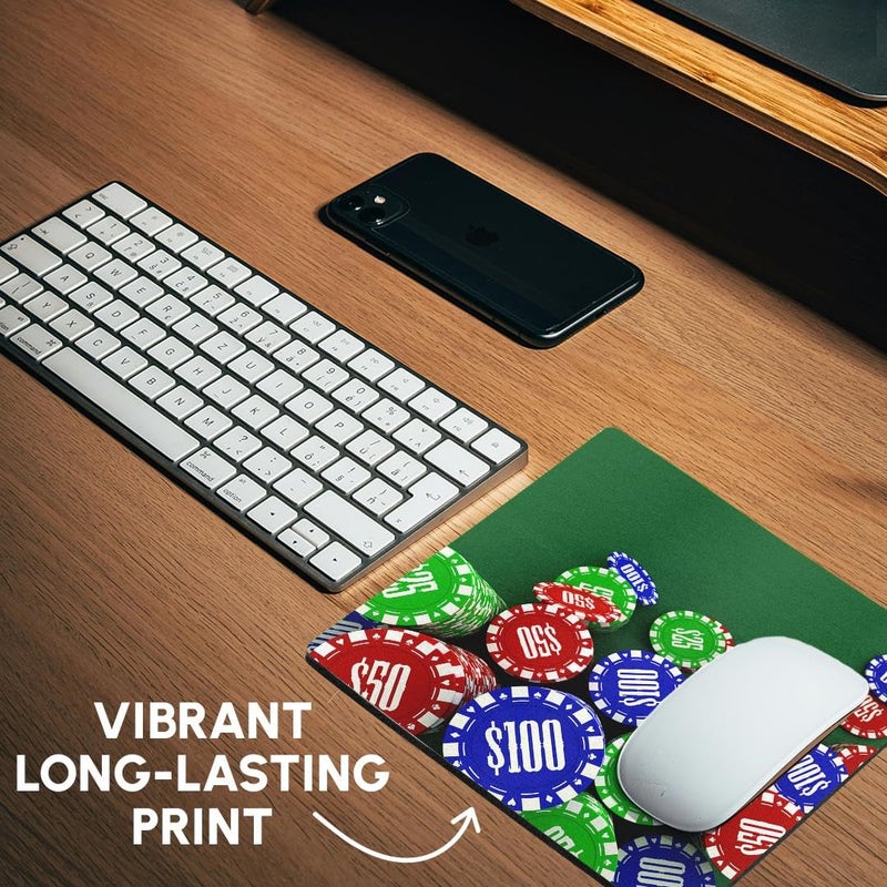 3dRose 8 x 8 x 0.25 Inches Various Poker Chips Over Green Felt Background Mouse Pad (mp_155013_1) - Image 4